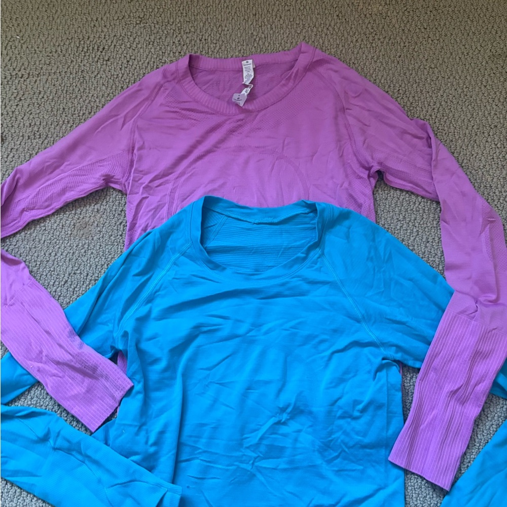 lululemon athletica Long Sleeve Tops - Pink and Blue